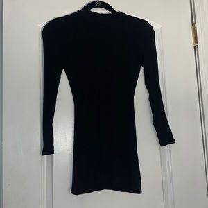 black ribbed dress